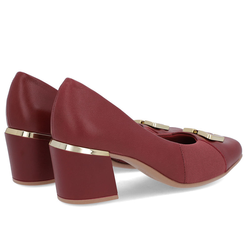 Scarpin Vermelho Couro Detalhe Tecido · foto 2