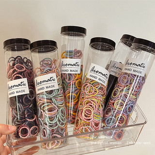 Laço de cabelo pequeno colorido enlatado, laço de cabelo feminino, faixa de borracha, corda de cabeça elástica alta, não