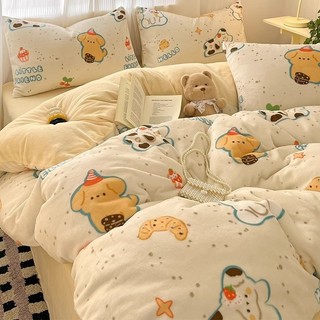 Classe A dos desenhos animados inverno leite veludo cama conjunto de quatro peças 2025 novo estilo flanela colcha capa f