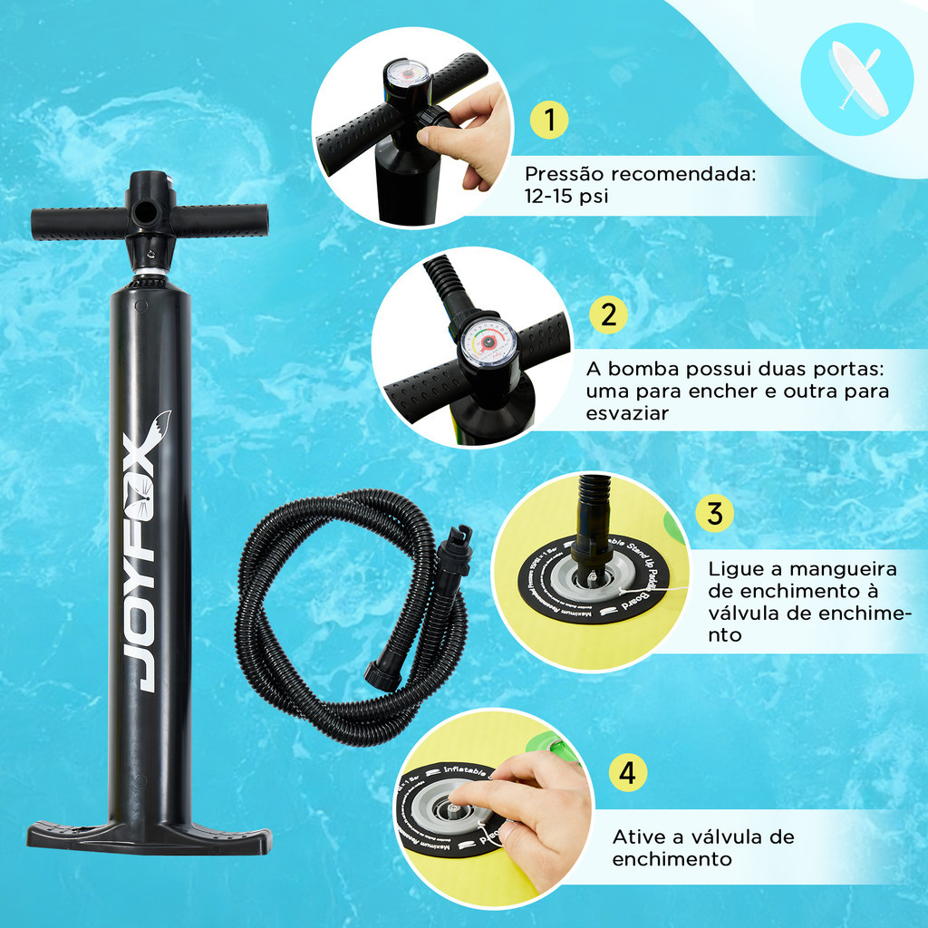 Prancha Stand Up Paddle Sup Inflável Joyfox 320x80x15cm Suporta 278kg Kit Completo Com Remo Bomba · foto 2