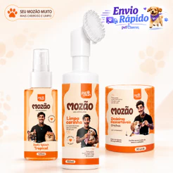 Kit Higiênico Mozao Pet Limpa Carinha + Body Splash + Dedeira Limpa Orelha Cachorros e Gatos