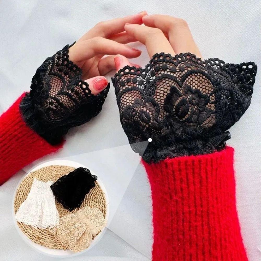 PARPERTY1 Punhos De Manga Falsa , Punho Falso Destacável Oco , Acessório De Roupas De Pulso Com Acabamento Em Renda