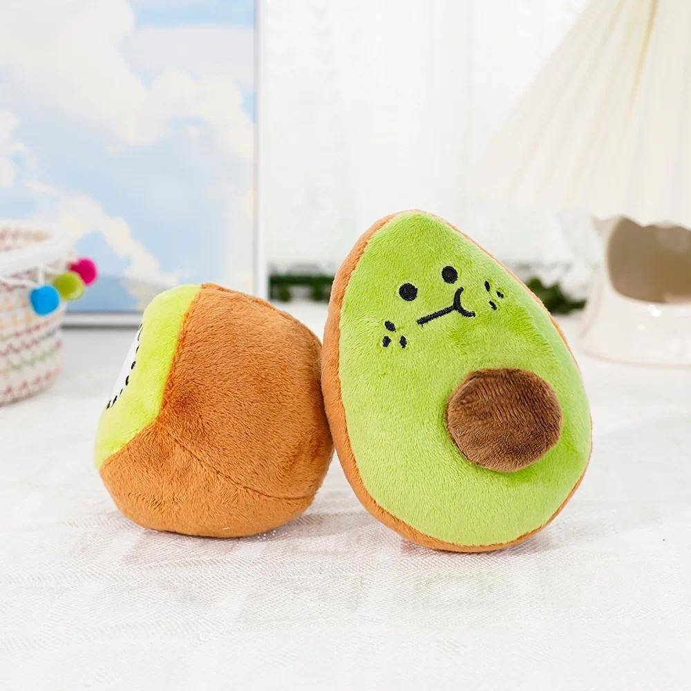 Brinquedo de Pelúcia Divertido de Abacate e Kiwi para Cães e Gatos: Brinquedo para Animais de Estimação em Forma de Frut