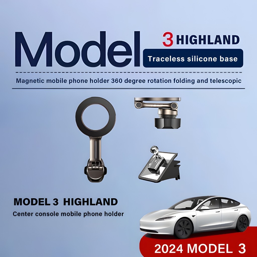 Suporte Magnético De Ventilação De Ar Do Carro Para Tesla Modelo 3 Highland 2024 Dobrável Console Central Móvel Telefone