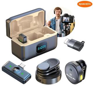 Microfone Lapela Sem Fio Duplo Magnético Para Android/Iphone Wireless Profissional Redondo -Spacexx