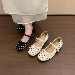 Polka Dot Mary Jane sapatos femininos 2026 novo estilo primavera interior aumentando arco nó deslizamento-On sapato com 