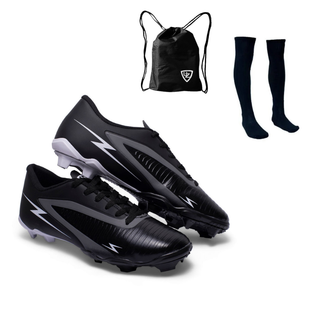Chuteira Futebol Campo Striker Novo Lançamento Uzze Sport + Meião + Mochila Saco