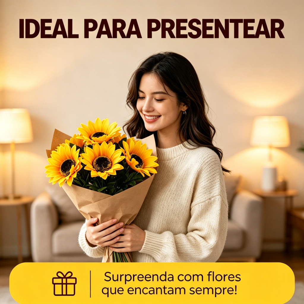 Buquê Girassol Artificial 5 Cabeças 25cm Flor Realista Não Murcha Decoração Casa Festa Casamento — imagem 2 de 2