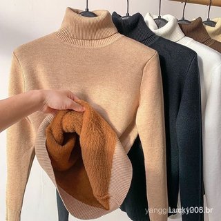 2025 inverno novo estilo feminino camisola de gola alta grossa, combinando elegante outono quente topo e
