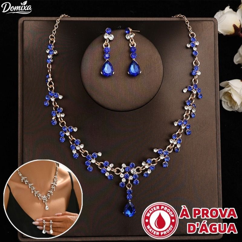 Imagem Conjunto De Joias De Noiva Com Strass Prateado , Colar De Coroa , Brincos Para Concurso De Baile De Casamento-DO