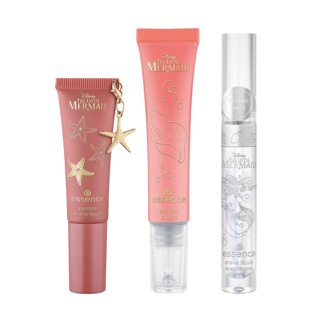 KIT Blush serum 02 + Gloss peptide 02 + Sombra líquida 01 essence Disney A Pequena Sereia