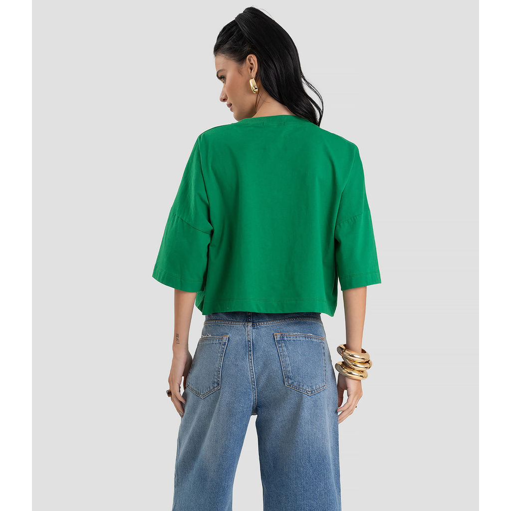 T- Shirt Feminina em Meia Malha Brasil Dianna Verde · foto 2