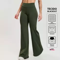 Calça Legging Fitness Wide Leg Pantalona Feminino Blackout Bailarina Zero Transparência Cós Alto Confortável