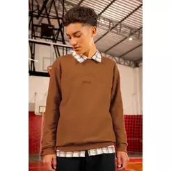 Blusão Juvenil Menino Moletom Relevo Beats Marrom