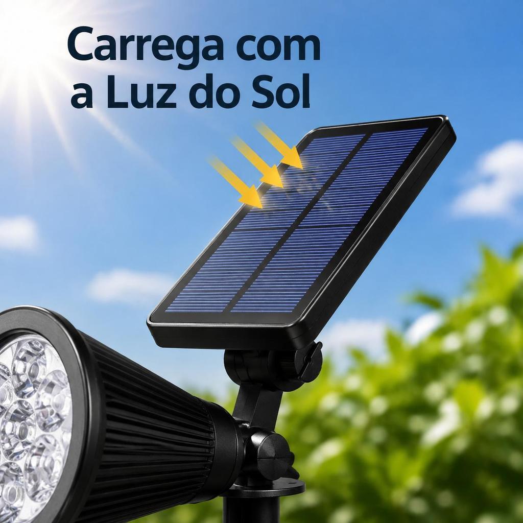 Luminária Solar Spot Jardim Espeto 7 LEDs RGB Coloridos Energia 100% Solar Acendimento Automático — imagem 2 de 2