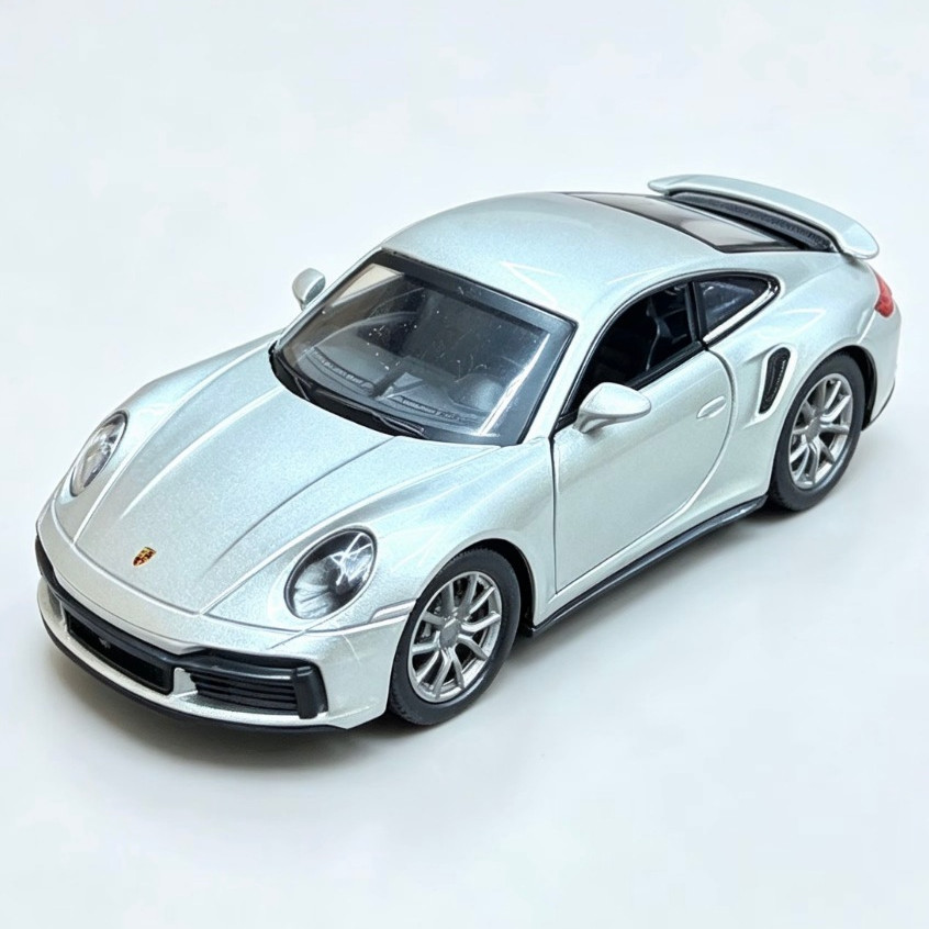 Miniatura Porsche 911 Turbo  de Metal 10cm Colecionável Abre Portas Fricção