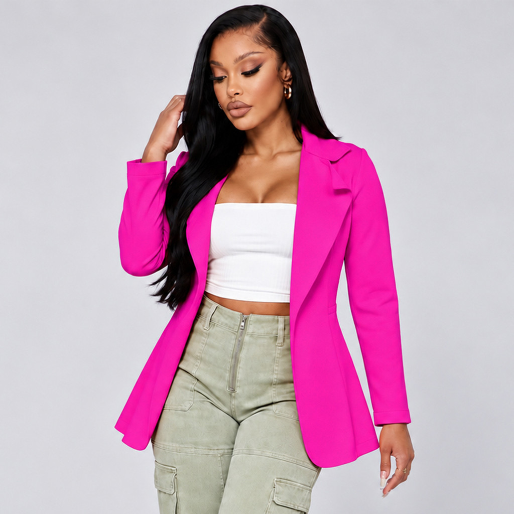 Blazer Neoprene Alfaiataria Feminino Social Sobretudo Moda