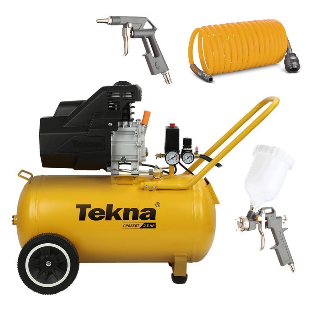 Compressor de ar 8,0 pés 50L 2,5 hp 116 lbs com kit de acessórios - CP8550T-1CK3 - Tekna