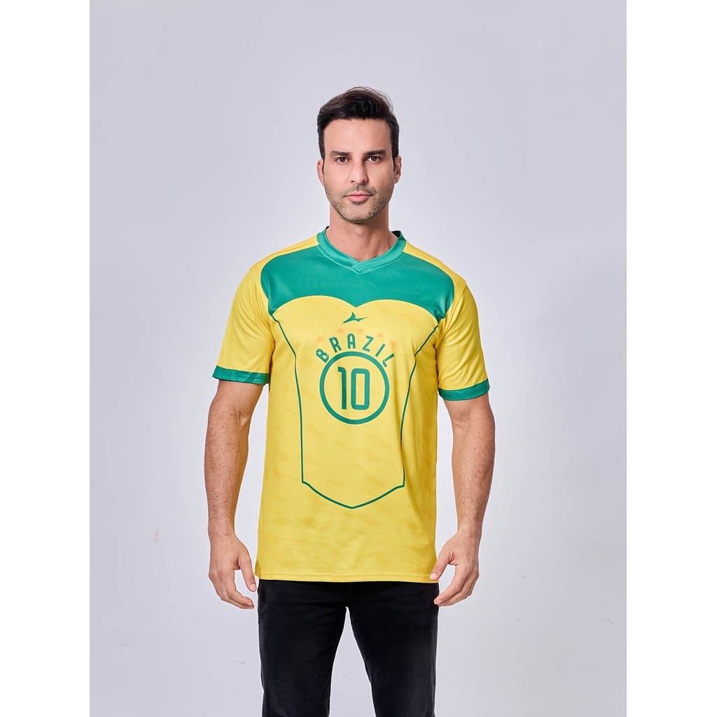 [Qiao Ximei obm] SURUIDA Camisa de futebol Brasil 1 peça camisa do Brasil camiseta de manga curta, camisa do novo estilo