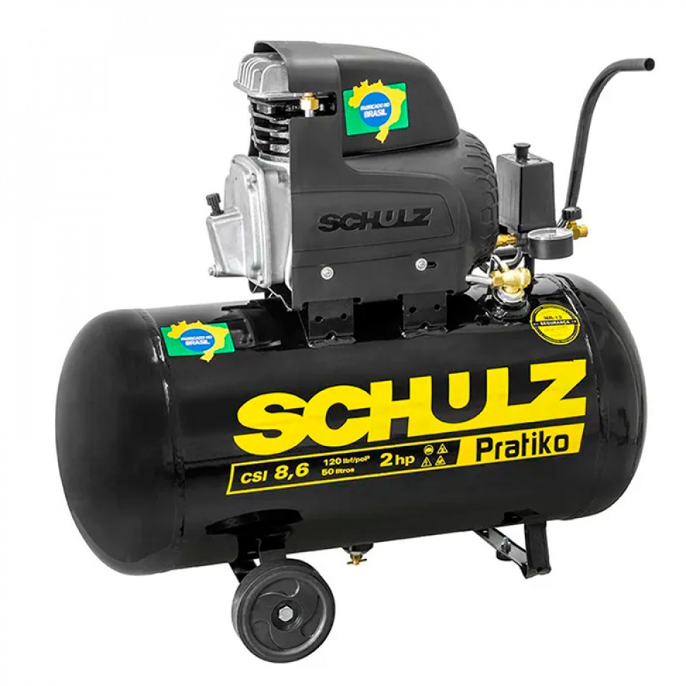 Compressor de ar 8,6 pés 50L 2 hp 120 libras - Pratiko CSI Schulz