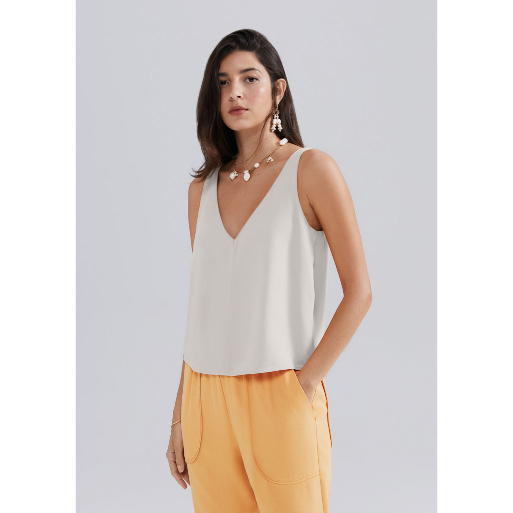 Regata Feminina Decote V Em Viscose