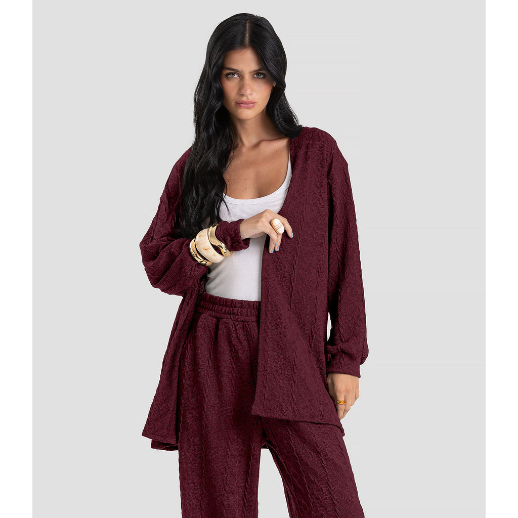 Cardigan Feminino em Malha Tricot Rustic Dianna Vermelho