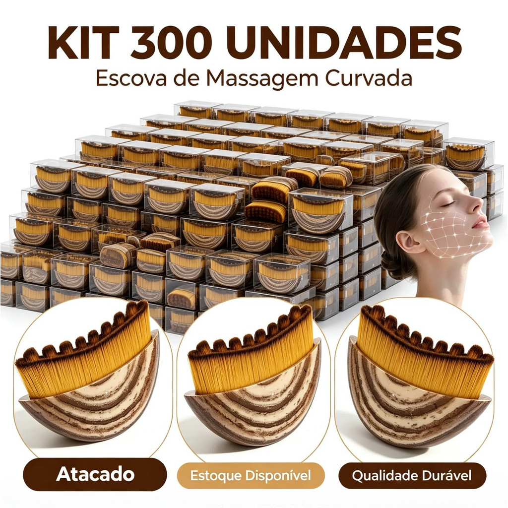Kit 300 Unidades Escova Facial Massageadora Drenagem Linfática Rosto, Cerdas Macias, Auxiliar Skincare,