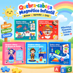 Quebra-cabeças de desenhos animados, brinquedos educativos, quebra-cabeças magnéticos.