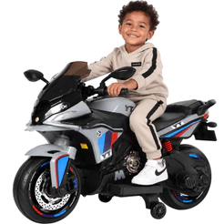 Moto Elétrica Infantil Com LED e Som Bang Toys Atlas Cinza 12V