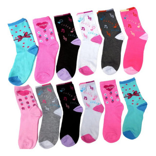 Kit 24 Pares Meias Femininas Cano Médio Estampadas Sortidas 36-41