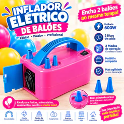 Bomba Elétrica Inflador de Balões 600W 2 Bicos para Arco de Balões Festa Eventos Decoração 110v 220v
