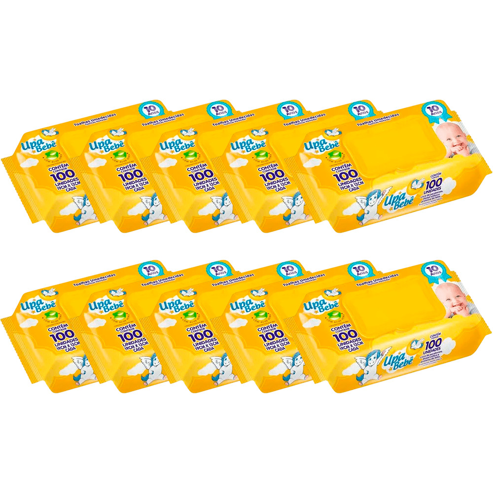 Kit 10 Toalhas Umedecidas Upa Bebê 100 Unidades – 1000 Toalhas