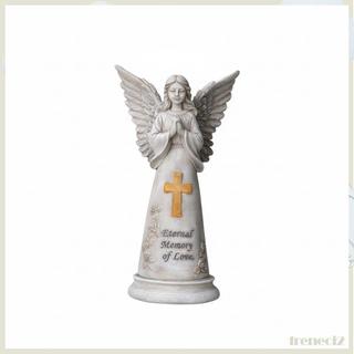 [Freneci2] Estátua De Anjo Iluminada Com Luz Memorial Orando Resina De Painel Solar Em Relevo Para Famílias , Túmulo , C