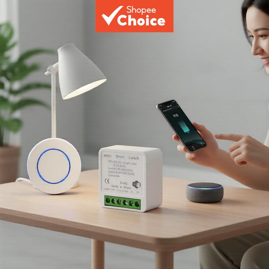 Para Tuya WiFi Interruptor Inteligente 16A RF 433MHz Receptor De Relé Sem Fio Mini De Painel Redondo Funciona Com Alexa