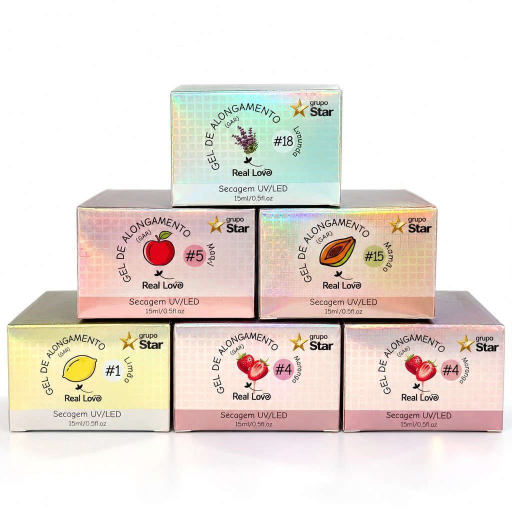 Kit 6 Gel de Unhas Linha Light Aromatizado 15ml - Real Love