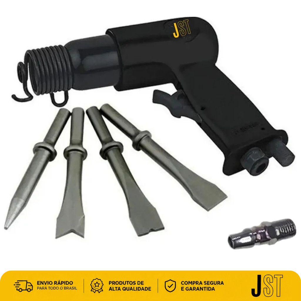 Martelete Pneumático Rebarbador JST JMP150 Com 4 Ponteiras 4500 BPM 90 PSI