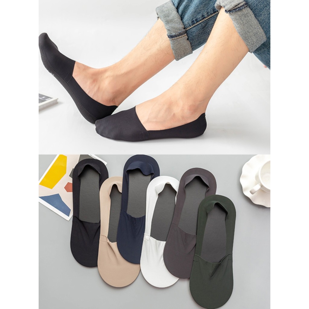 Meias masculinas na moda verão gelo seda estilo fino respirável boca rasa Silicone barco meias Anti-deslizamento meias i