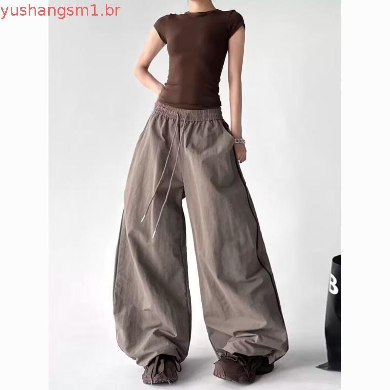 Calça Casual Listrada Lateral Feminina 2026 Calça Larga de Secagem Rápida Masculina