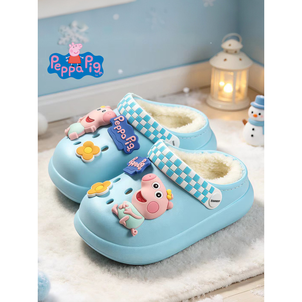 Piggy Peppa bebê chinelos de algodão meninas primavera outono inverno meninos interior casa antiderrapante à prova dwate