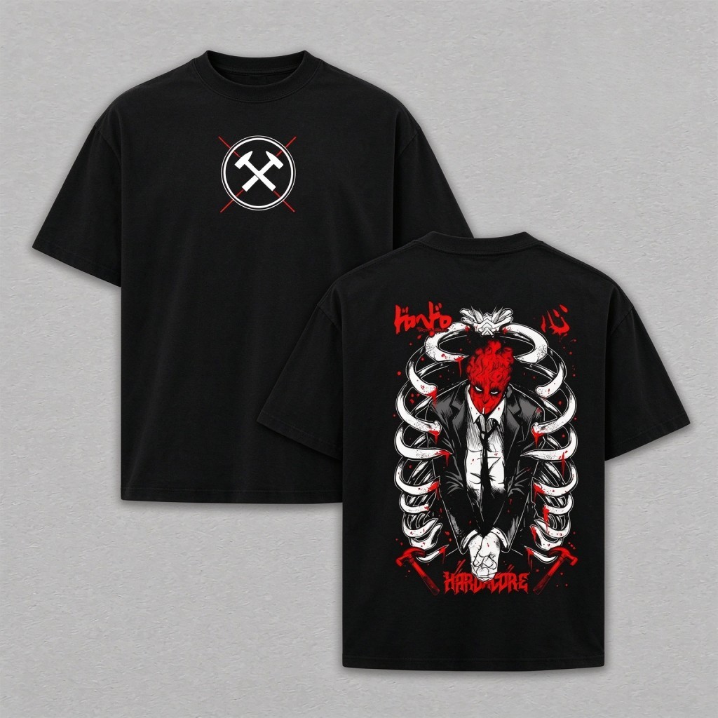 Camiseta Unissex Premium De Algodão Preta Com Estampa Gráfica Hardcore Estilo Streetwear Para Uso Casual Em Passeios E