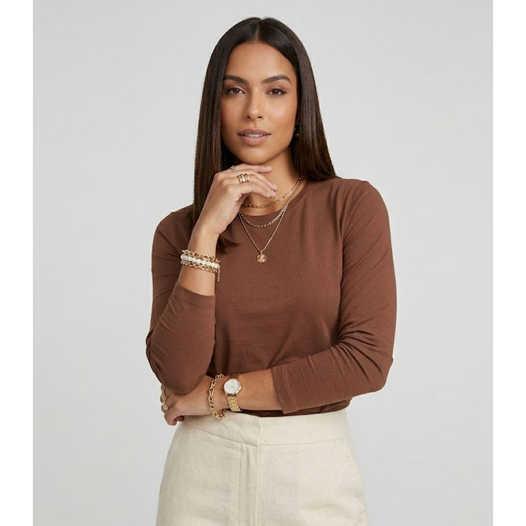 Blusa Feminina Manga Longa Térmica Rovitex Marrom