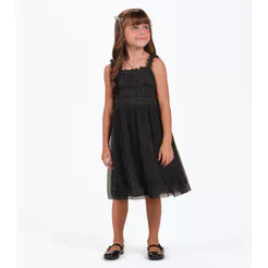 Vestido Menina Cotton Leve Trick Nick Preto