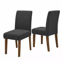 Conjunto Com 2 Cadeiras Estofada Sala de Jantar Trieste Siena Cedro / Chumbo Dobuê