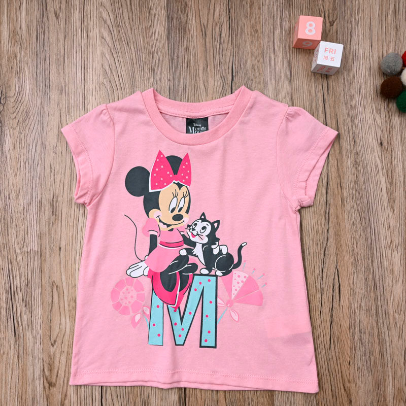 Comércio exterior europeu americano verão meninas algodão de manga curta camiseta topo menina bebê criança bonito dos de