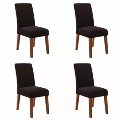 Conjunto Com 4 Cadeiras Estofada Sala de Jantar Trieste Siena Cedro / Marrom Dobuê
