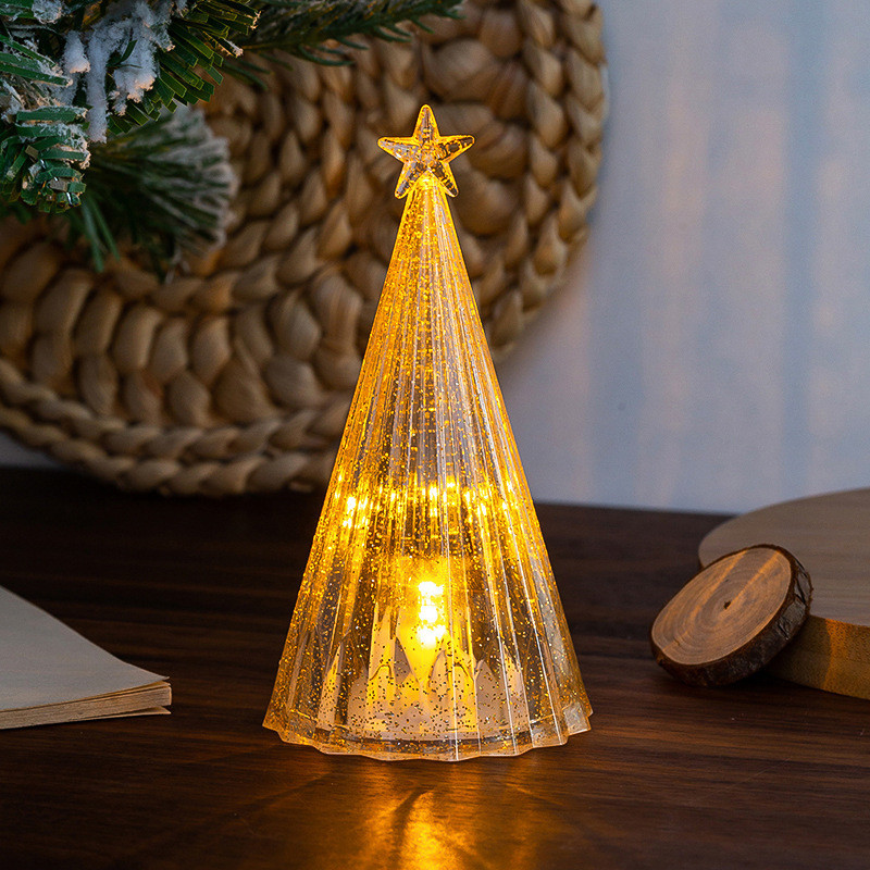 Mini árvore de natal de cristal luminoso enfeites de natal enfeites de mesa criativos crianças presentes de natal luzes 