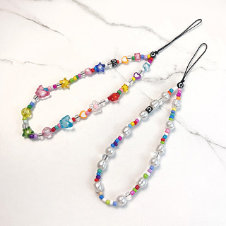 Novo cordão para celular com borboletas e corações coloridos, CASETI, cordão de chaveiro para bolsa com contas e pérolas