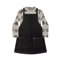 Conjunto Infantil Menina Com Vestido Flores Elian Bege