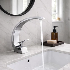 Torneira Banheiro Monocomando Cascata Curva Cromada Premium