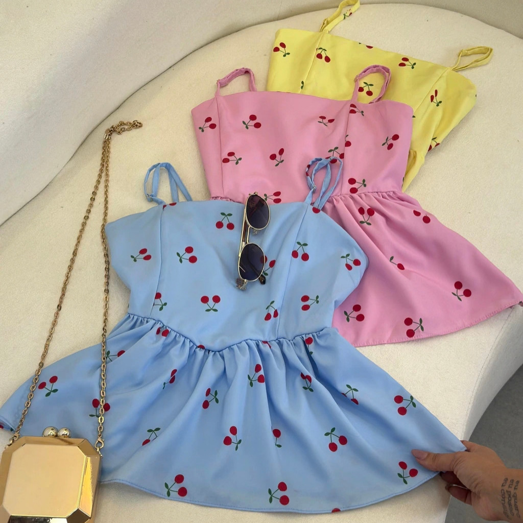 Blusa peplum cereja 